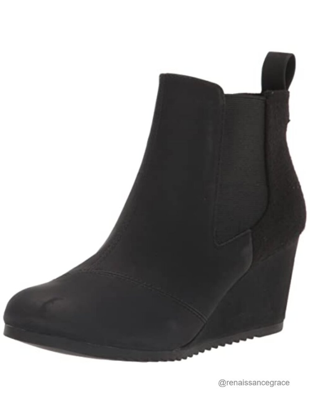 TOMS Bailey Ankle Boots Suede Faux Leather Wedge Booties Memory Foam